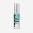 Clear bottle with silver cap containing turquoise hyaluronic glow serum, 30 ml size.