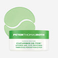 Peter Thomas Roth Cucumber De-Tox Hydra-Gel Eye Patches in white jar with green lid and two pale green gel patches displayed 