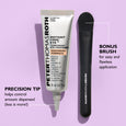 Peter Thomas Roth Instant Firm Eye cream tube with precision tip and black bonus application brush on lavender background.