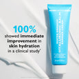 Bright blue tube of Peter Thomas Roth Water Drench Hyaluronic Balm Barrier Cream, 50 ml, with white ribbed cap on white backg