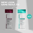 Two Peter Thomas Roth Even Smoother Instant Reveal Facial Peel boxes side by side, old burgundy packaging on left and new tea