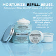 Water Drench Hyaluronic Cloud Cream moisturizer jar and refill pod on light blue background.