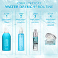 Water Drench Hyaluronic Cloud Cream moisturizer in clear jar with white cream and silver lid, shown as step 4 of skincare rou