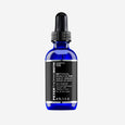 Dark blue glass bottle with black dropper cap and black label reading "Retinol Fusion PM Night Serum" by Peter Thomas Roth, 6