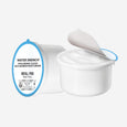 White cylindrical refill pod with blue oval label showing Water Drench Hyaluronic Cloud Rich Barrier Moisturizer text and 50m