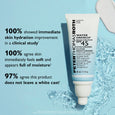 White tube of Water Drench Broad Spectrum SPF 45 Hyaluronic Cloud Moisturizer surrounded by water splashes on light blue back