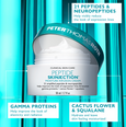White 50ml jar of Peter Thomas Roth Peptide Skinjection Moisture Infusion Cream with teal lid on turquoise background.